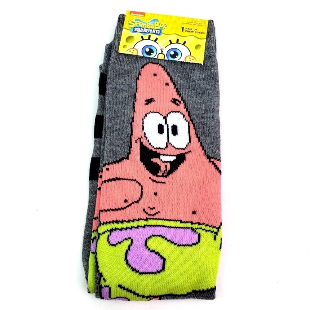 4/$25 SpongeBob SquarePants Patrick Star Crew Socks Unisex